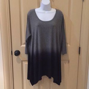Karen Kane stretchy knit ombré gray and black top